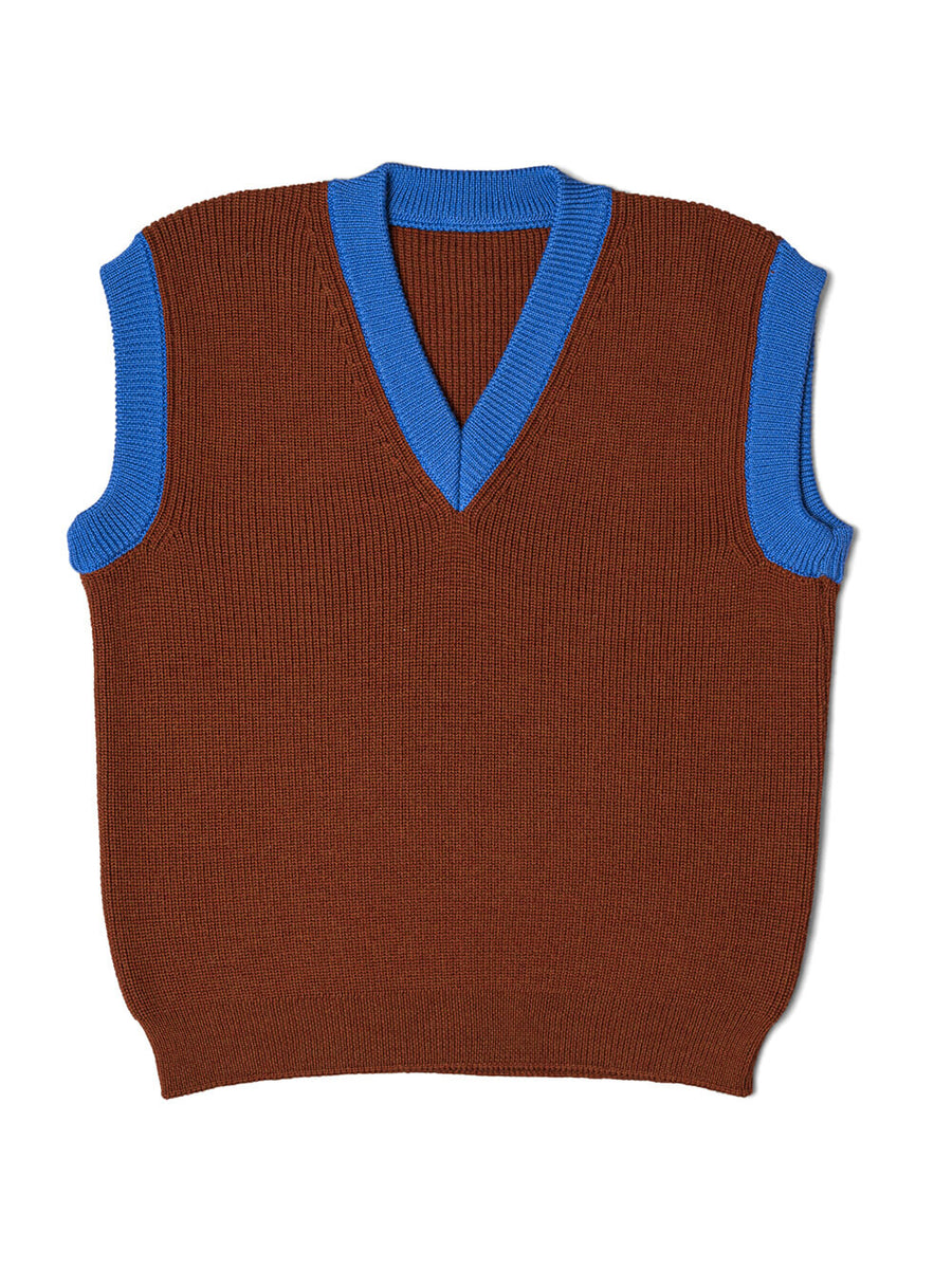 Fisherman Knit Vest - Chocolate