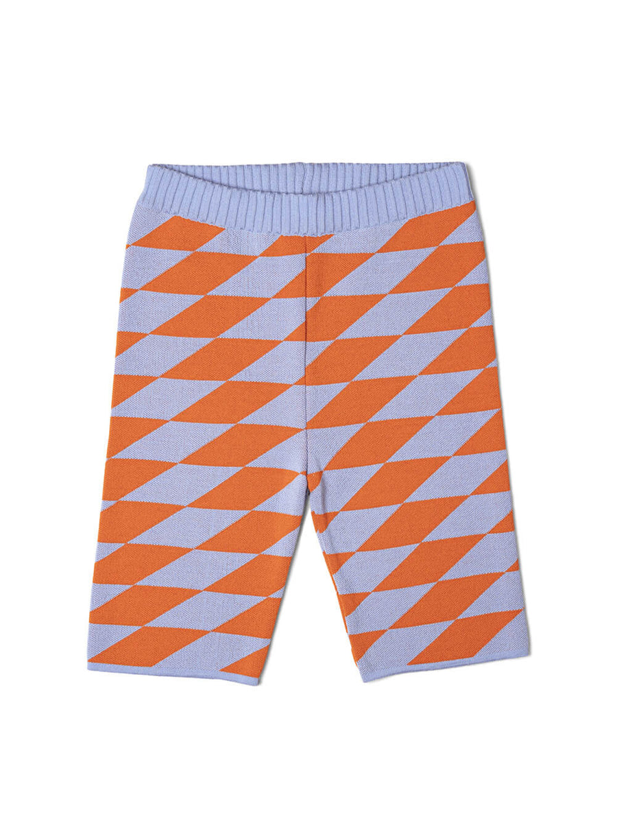 Rhombus Knit Cycle Short - Lilac & Orange