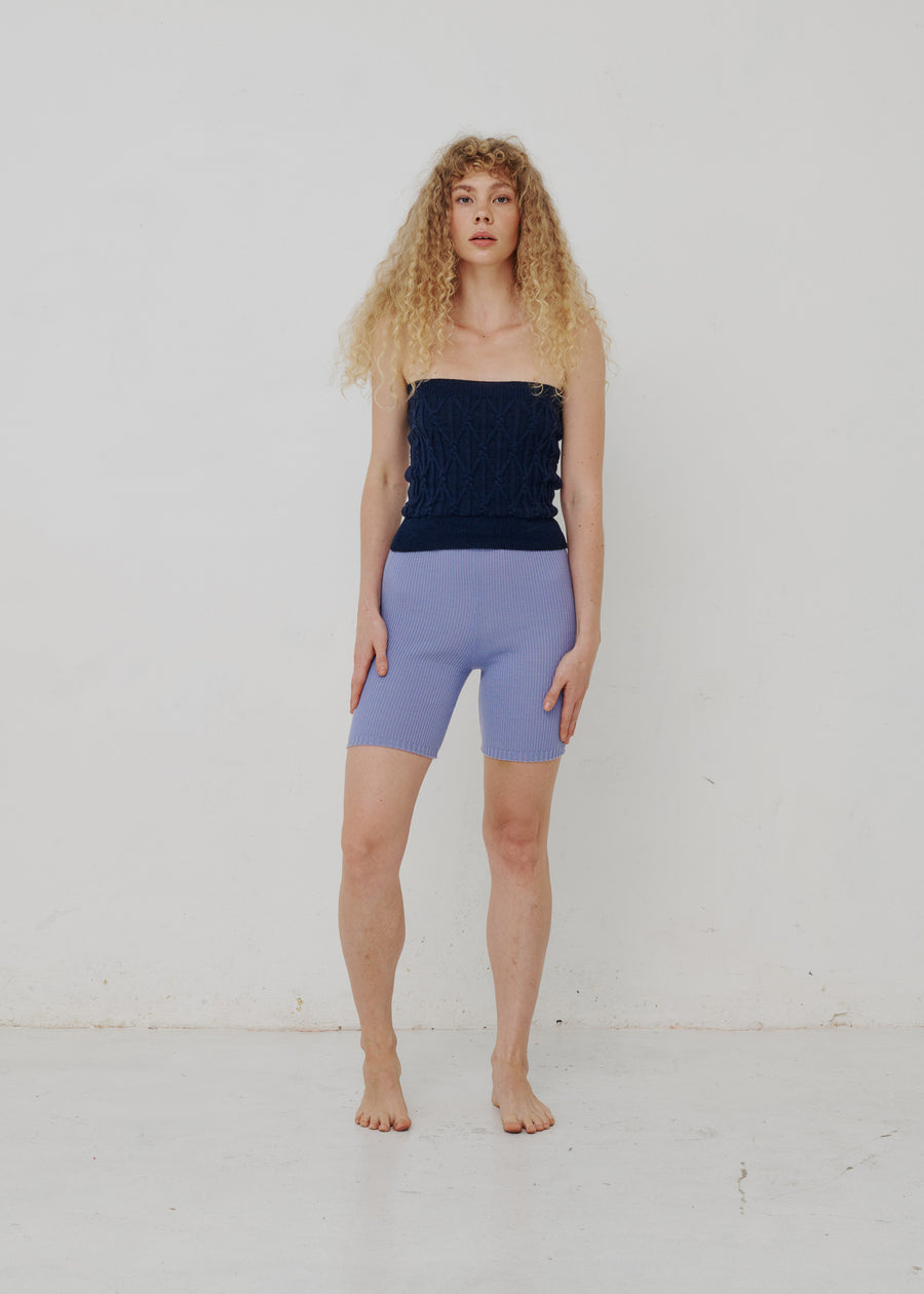 Rib Knit Bike Short - Lilac