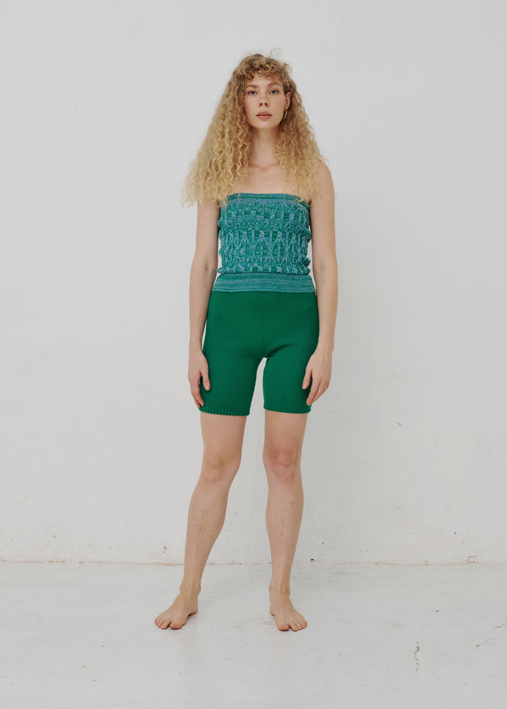 Louis Strapless Knit Top - Emerald Marle