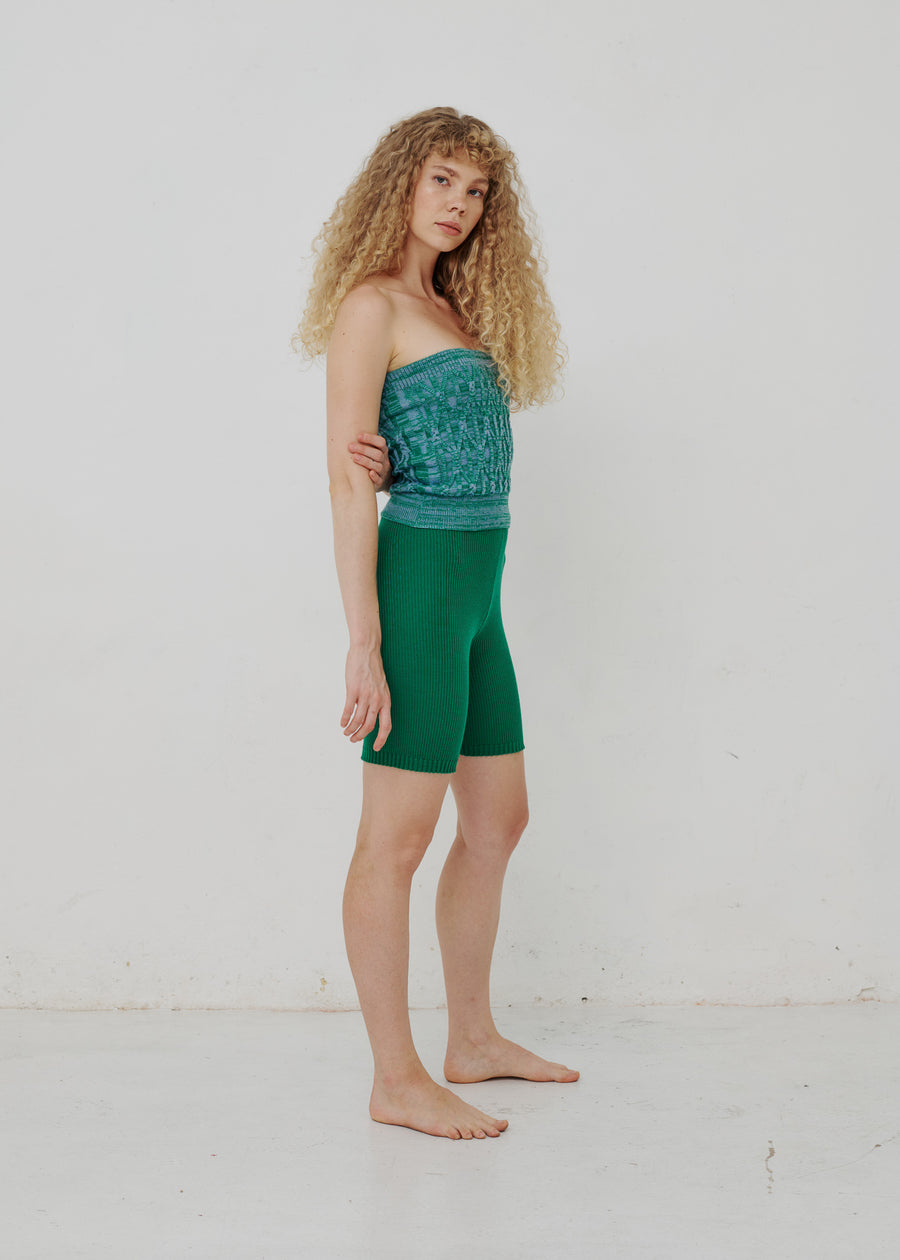 Rib Knit Bike Short - Emerald